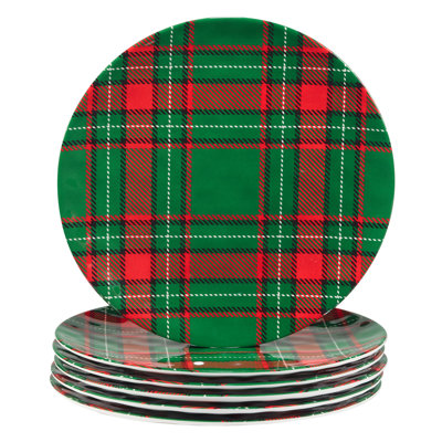 Christmas Plaid Set of 6  Dinner Plate 11"  (450 Grams)