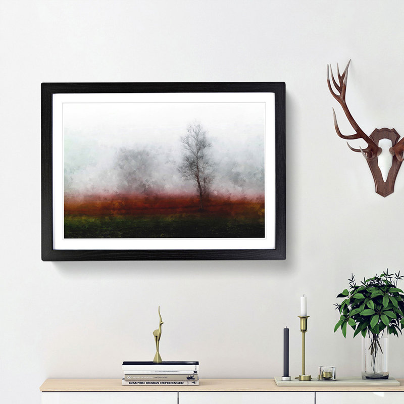 Tree Fog in Switzerland - Picture Frame Graphic Art Print, 45cm H x 63cm W x 2cm D, Black Framed