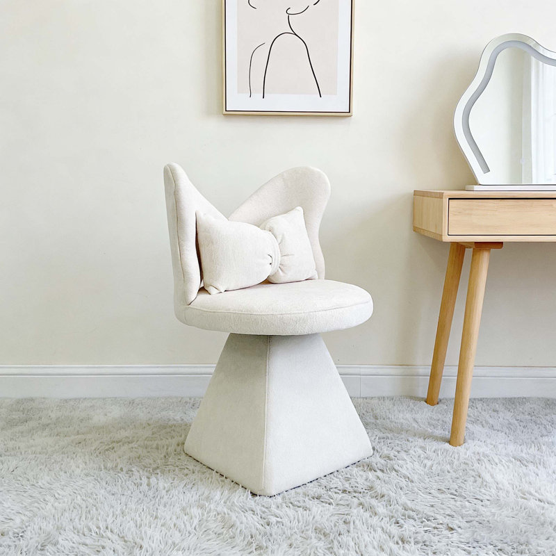 Fauteuil de coiffeuse avec dossier papillon, Blanc