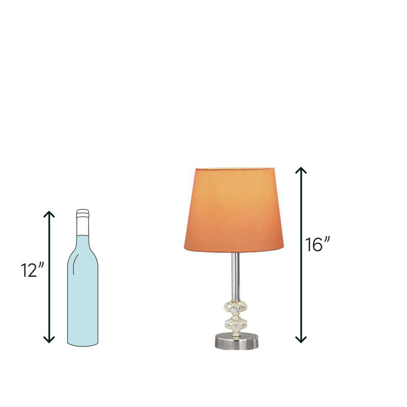 Ensemble de lampe de table transparent / verre / métal de 16 po Herendeen, Blanc