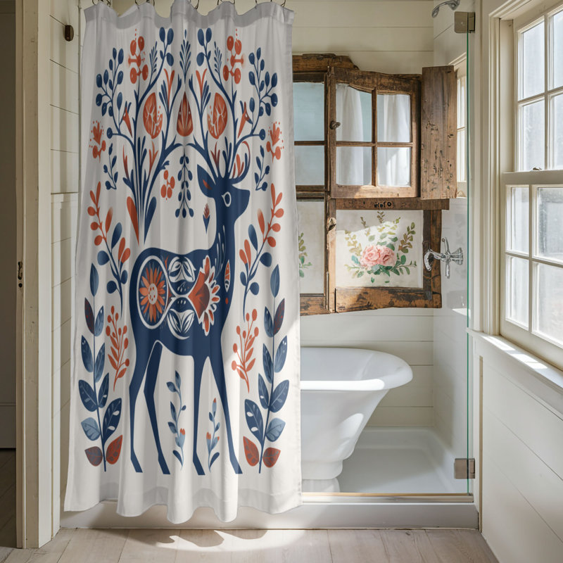 Scandi Christmas Designs - Rideau de douche standard 1 pièce, H 74 po x l 71 po