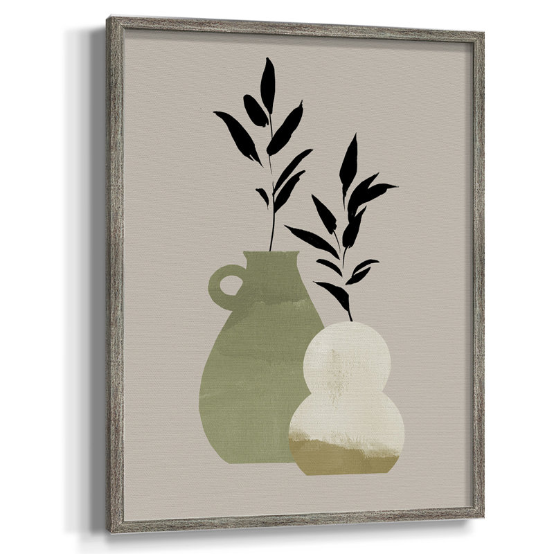 «Simple Bud Vases II», reproduction encadrée - bois massif, H 11 po x l 9 po