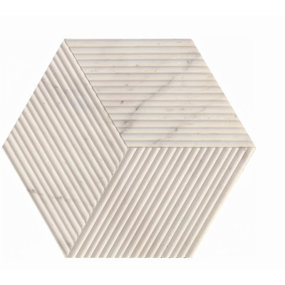 Hexagon White natural marble OL textured finished tile for wall, 3D fluted marble, natural stone, genuine marble, real marble, 1 box 12 pcs