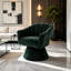 Chaises d'appoint pivotantes, fauteuil demi-tonneau moderne en tissu vert pour bureau personnel