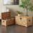 Cole And Grey Wood Handmade Decorative Brown Trunk With Black Metal Accents And Square Patterns Set