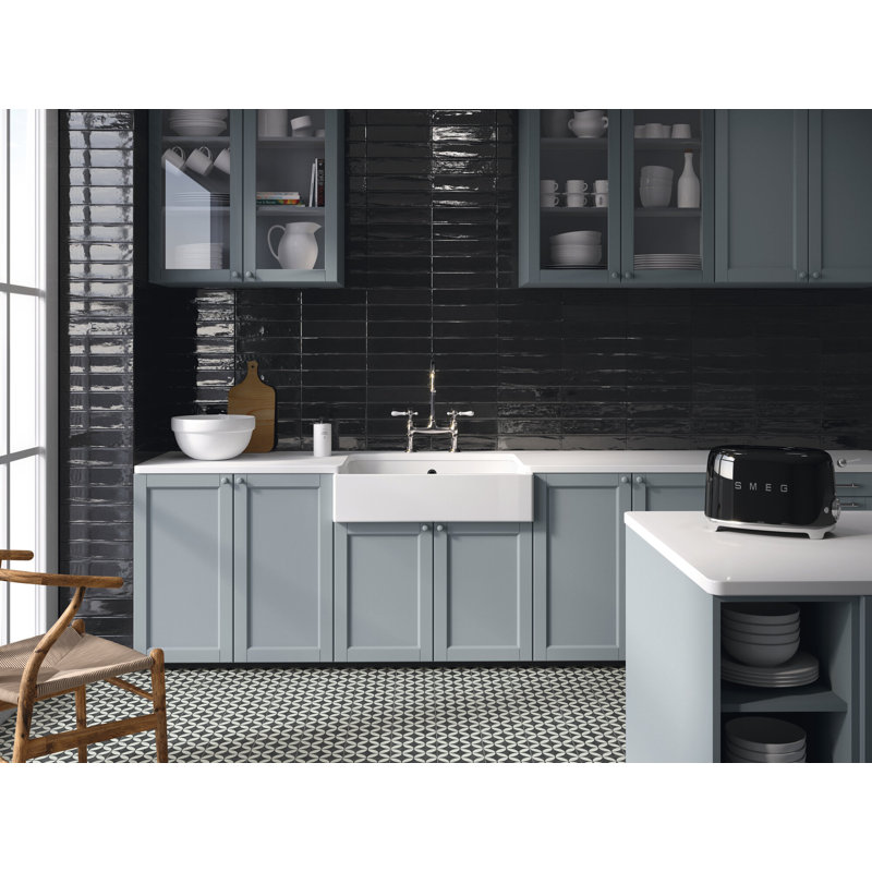 Perth Forbes 6" x 6" Porcelain Wall & Floor Tile, Black