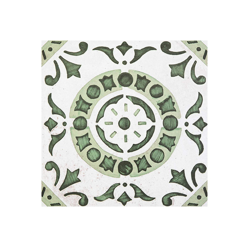 Retro Self Adhesive 12" x 12" x 1.5mm Luxury Vinyl Tile, Green Medallion