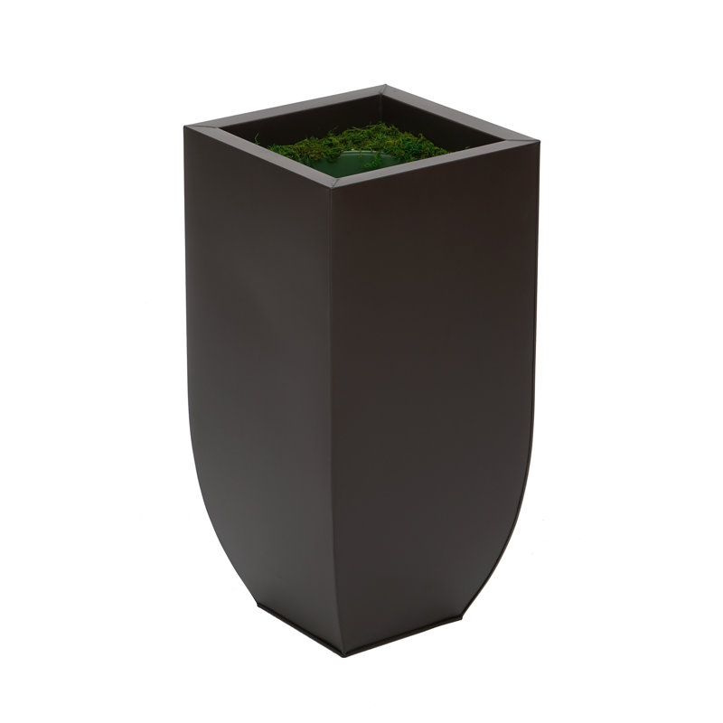Ashana Metal Pot Planter, Matte Brown