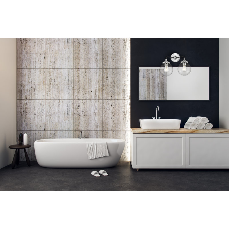 Applique murale à bras 2 lumières Emeril, Nickel poli noir