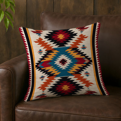 Coussin décoratif intérieur et extérieur d'inspiration rustique en cuir style cow-boy Southwestern