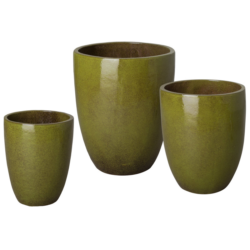 Pot à fleurs en céramique Silsbee, Vert, H 24 po x l 19 po x P 19 po