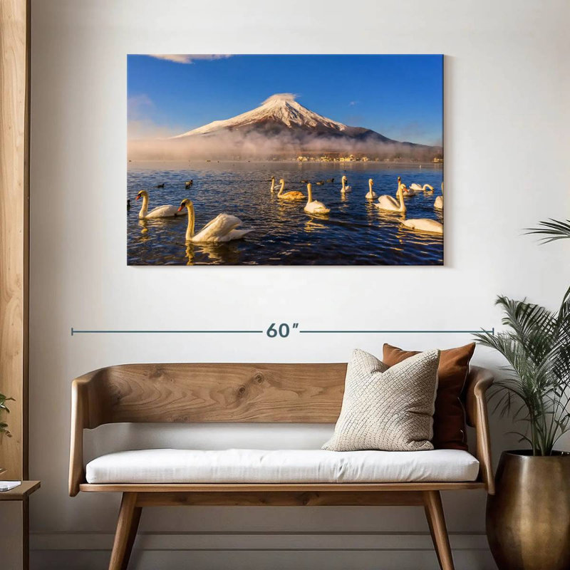 Cygnes d'Alvord près du mont Fuji, H 30 po x l 45 po