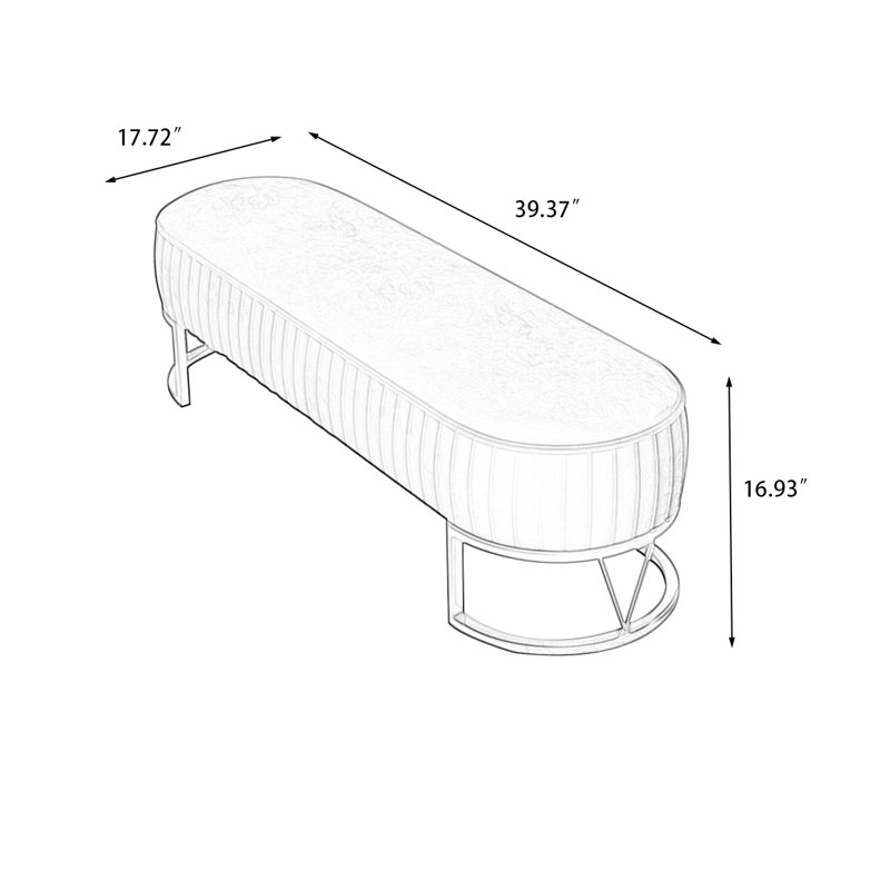 Banc avec revêtement, Gris, H 16,93 po x l 39,37 po x P 17,72 po