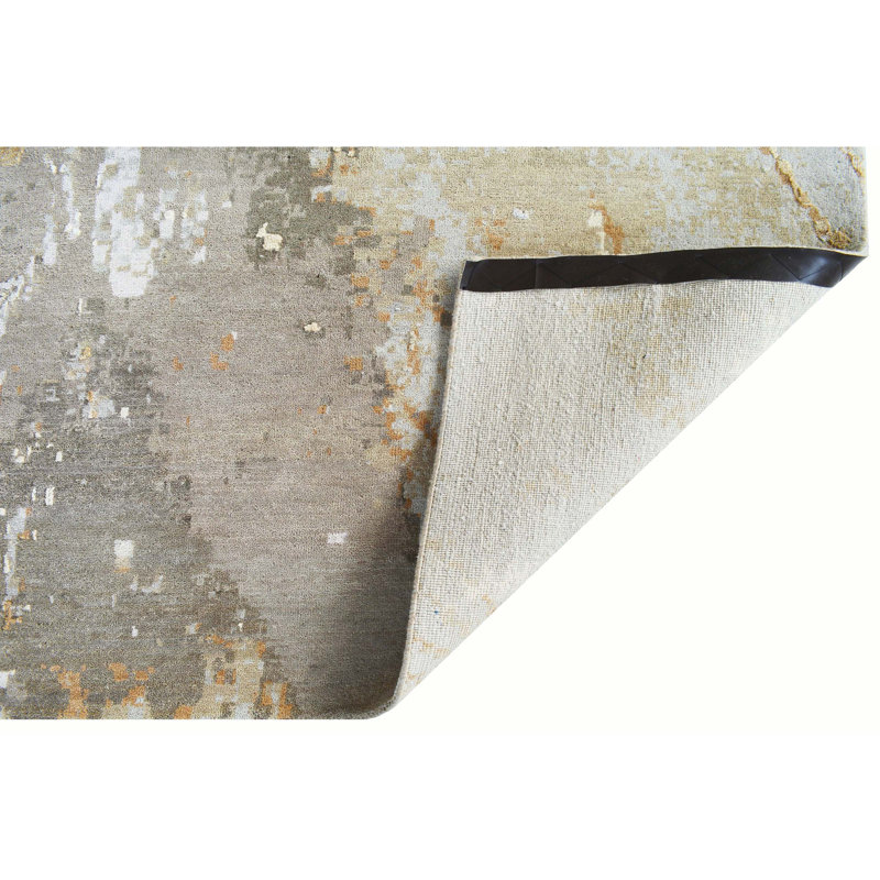 Abstract Area Rug in Gray/Brown/Ivory, null, Rectangle 5' x 8'