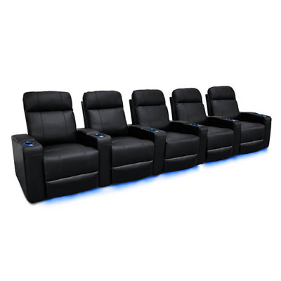 Upholstered Home Theater Seating with Cup Holder