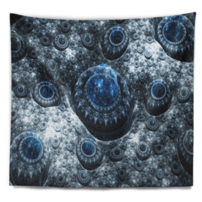 Tapisserie de planète en fractale abstract blue