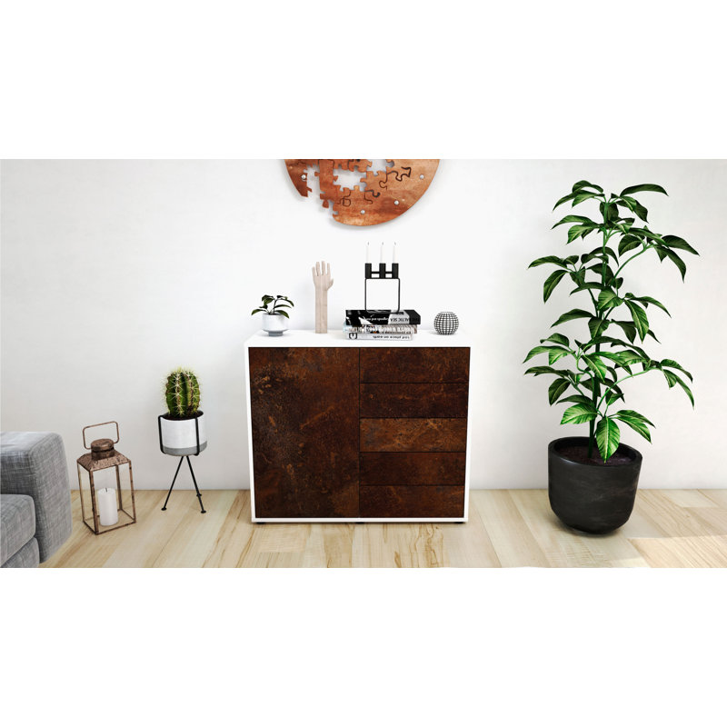 Presidio 92cm Sideboard, White/Red