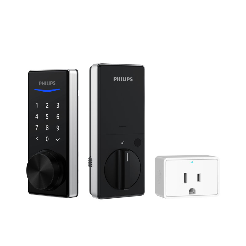Philips Bluetooth Touchscreen Smart Deadbolt with Wi-Fi Bridge with Lever, Satin Nickel