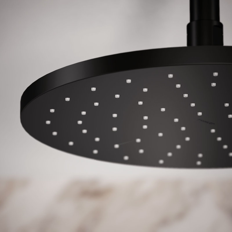 Contemporary Multi Function Rain Shower Head, Matte Black, Square, 1.75 GPM