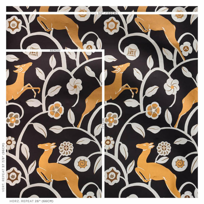 Les Gazelles Au Bois Vinyl Wallpaper, Noir