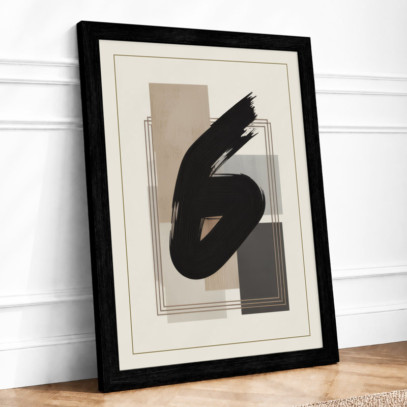 Curved Form And Geometry Minimalist - Print, Black, A4 - 29.7 x 21.0 cm