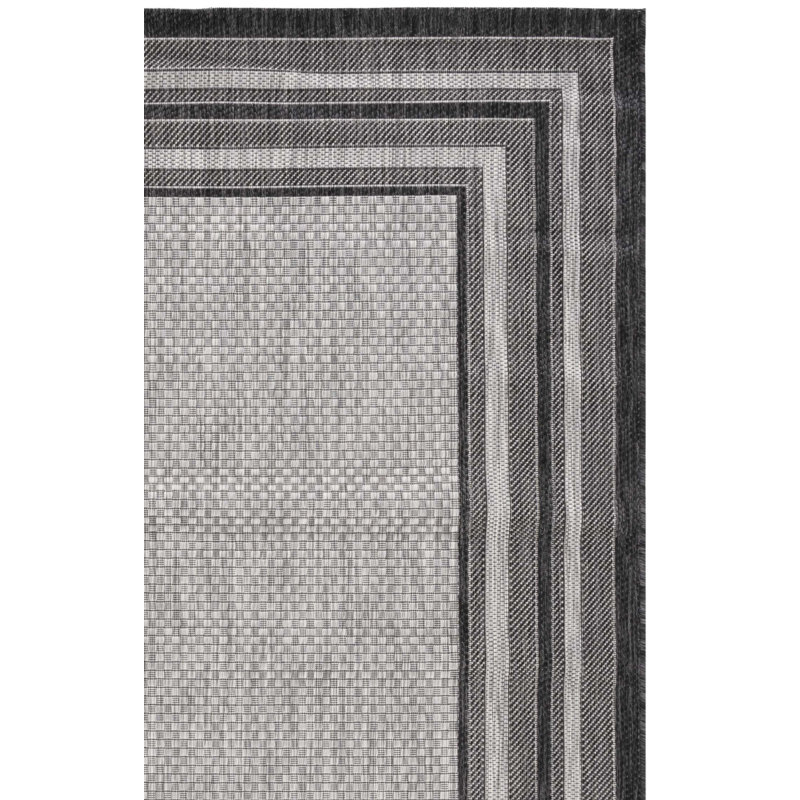 Tapis tissé à la machine Chapa, Light Grey/Black, Carré 5 pi 3 po