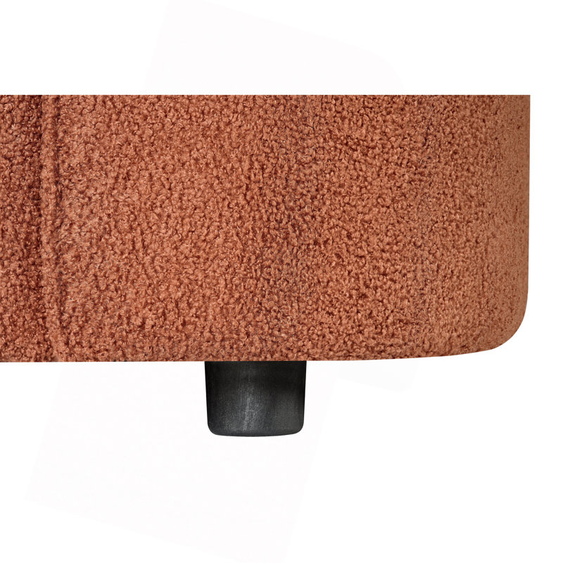 Kaori 87.5 in Mid-Century Modern Curved Upholstered Sofa, Orange Boucle