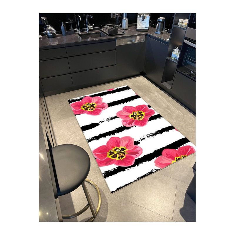Tapis floral lavable à la machine, Carré 3 pi 11 po