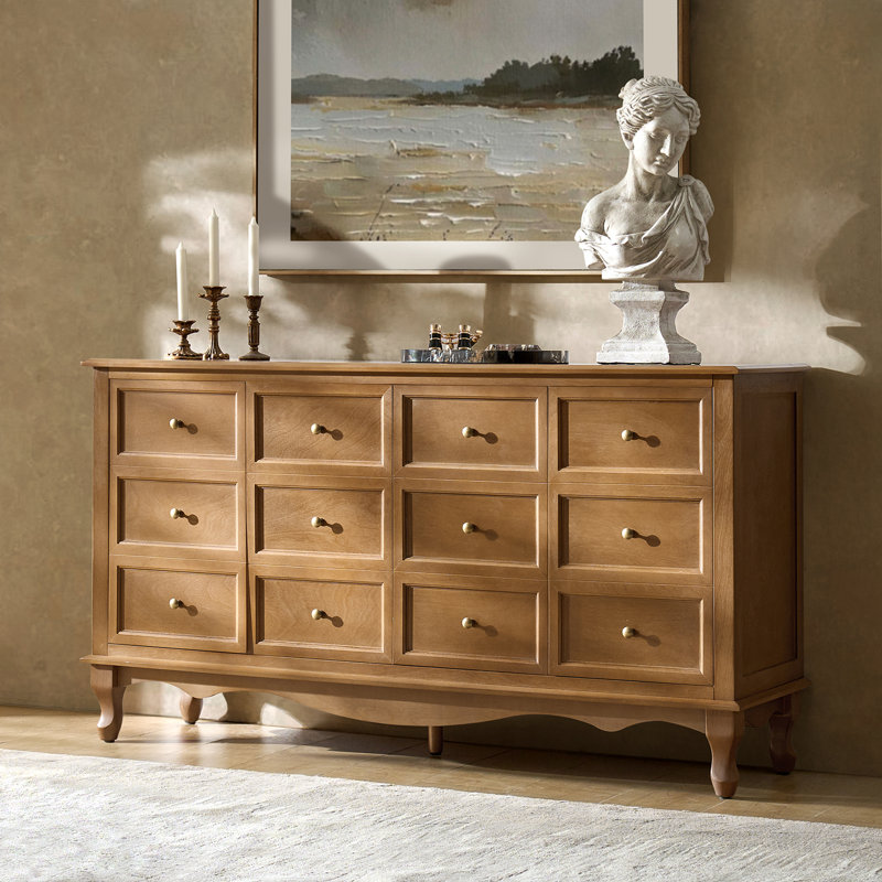 Ilesha 58" Wide Transitional 4 Door Sideboard with Adjustable Shelves and Solid Wood Legs, Acorn