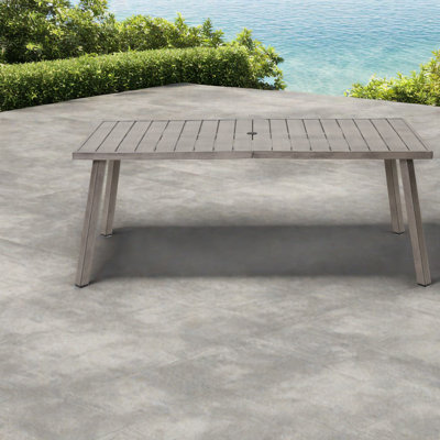 Extendable Steel Patio Tables, Modern Slatted Dining Table For Family Patio