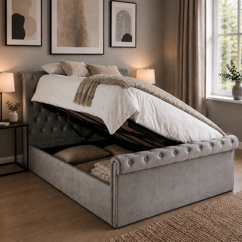 Javin Upholstered Ottoman Storage Bed, Super King (6')
