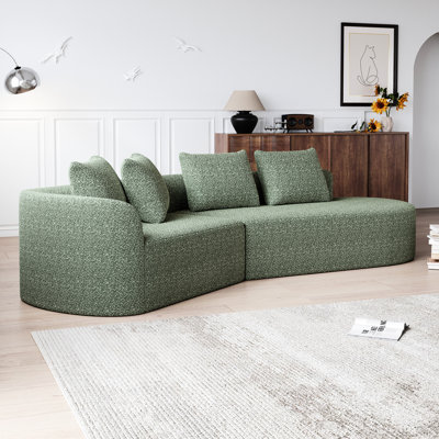 Modern Upholstered 4 - Seater 112 Inch Chenille Sectional , Extra Deep Seat Curved Cloud Couch With Throw Pillows For Living Area, , Foam Filled, No Assembly Needed Oversized & Wide Bedroom, Filler,