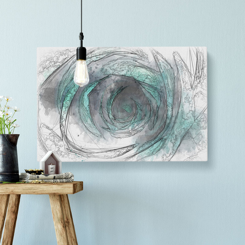 A Teal Rose - Wrapped Canvas Painting, 40cm H x 60cm W x 3cm D