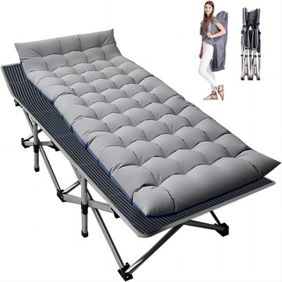 Camping Cots,75"Folding Bed With Mattress&Carry Bag,Double Layer Oxford Strong Heavy Duty Sleeping Cots