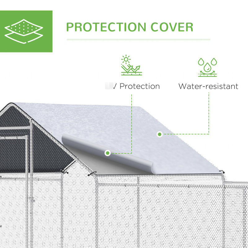 Poulailler en métal et imperméable, spacieux pour les canards, 23 pi x 6,6 pi 6,4 po