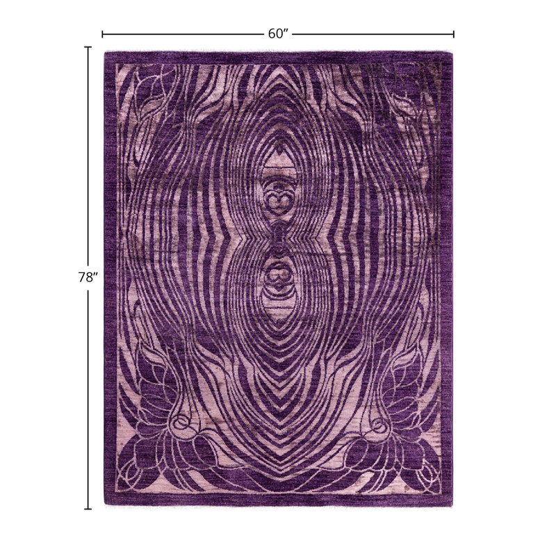 Tapis unique mauve / ivoire 5 pi x 6 pi 6 po Overdyed