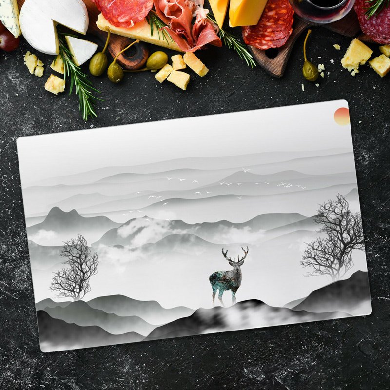 Murad Tempered Glass Mountains Deer Chopping Board, 52cm x 80cm