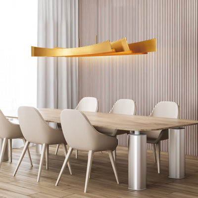 72" Brass Chandelier – Extra-Wide Integrated LED Modern Light Fixture for Dining Room, Kitchen Island or Foyer – Adjustable Hanging Height, BACL Certified