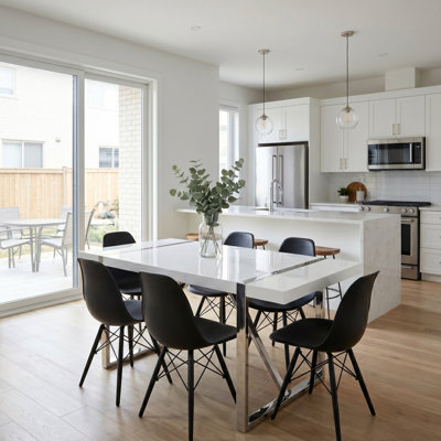 Modern Rectangular Dining Table with Metal Base