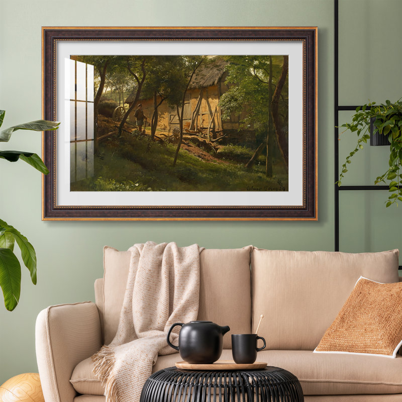Ferme allemande, 1859 - Hans Gude - Estampe encadrée sur mesure, 24x34 INNER SIZE, Framed Print with Mat, Venetian Gold
