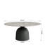 Table basse ronde moderne noire de 35 po / 41 po Meranda avec centre en pierre frittée et piédestal en bois massif pour le salon, facile à assembler-130912765-130912767