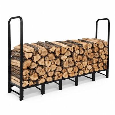 6 FT Firewood Rack Outdoor with Cover, Fire Wood Storage Rack,Black Outdoor Firewood Rack Holder,12 Legs,Heavy Duty Log Stand, For Patio, Easy Assembly,Waterproof Resistant,Firewood Organizer