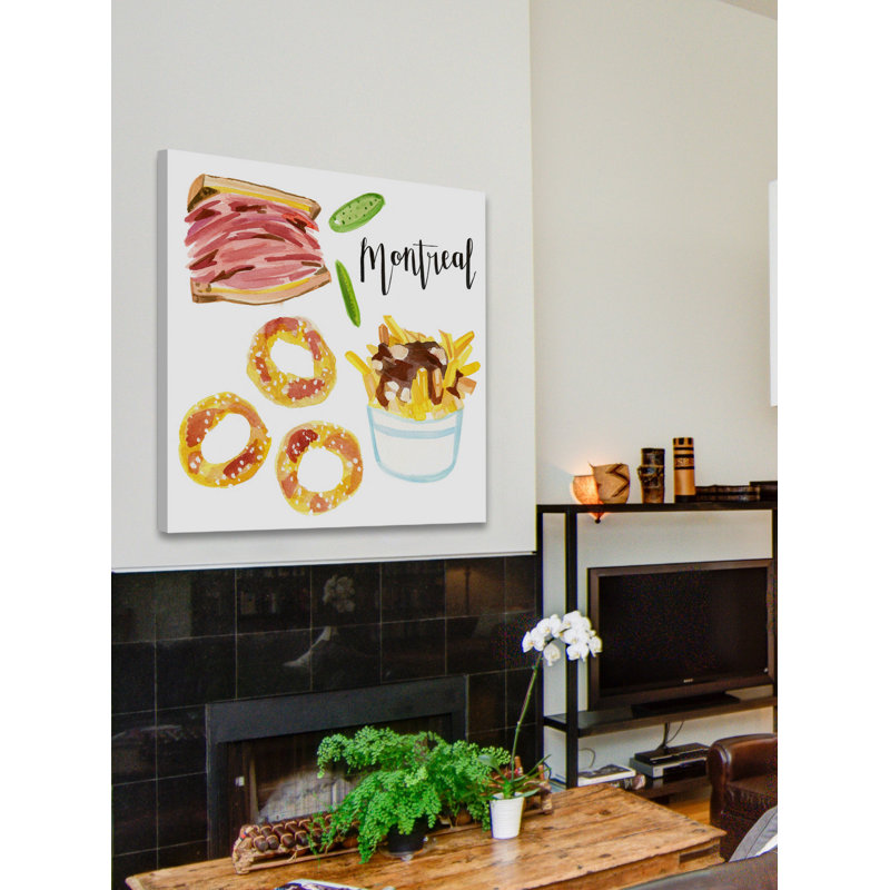 « montréal eats » par molly rosner, reproduction d’art sur toile tendue, 32" H x 32" L x 1,5" D