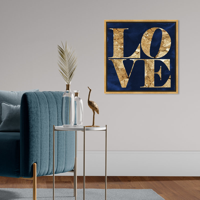 Toile pour chambre à coucher bleu marine, Cadre en plastique doré, H 21 po x l 21 po