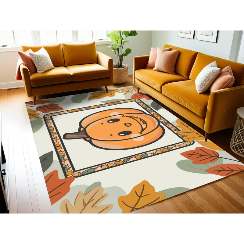 The Holiday Aisle® Washable Halloween Fall Season Holiday Rug, Runner 2' x 4'