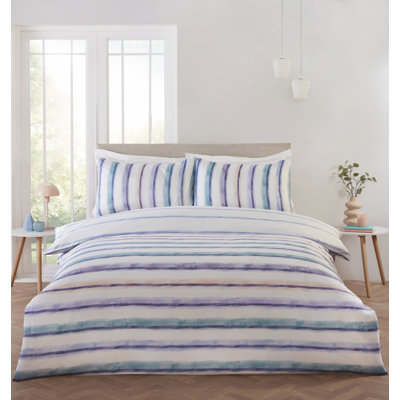 HORIZON Polyester Striped Duvet Cover Set with Pillowcases Included
