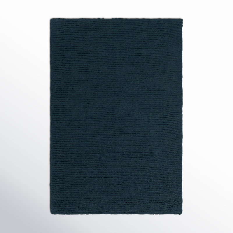 Tapis bleu foncé en laine Crowe, Rectangle 6 pi x 9 pi