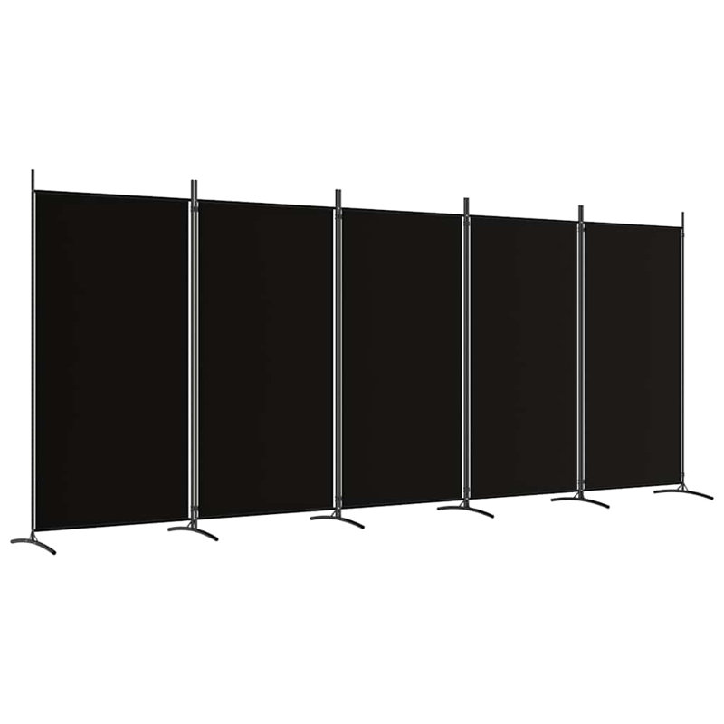 Paravent 5 panneaux à 5 panneaux d'intimité pliable noir 170,5 po x 70,9 po, Black