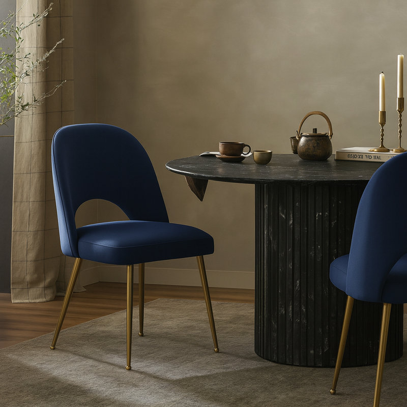 Chaise d'appoint Parnell, Velours marine