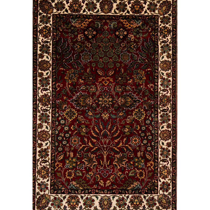 Tapis rouge et crème noué à la main de haute qualité